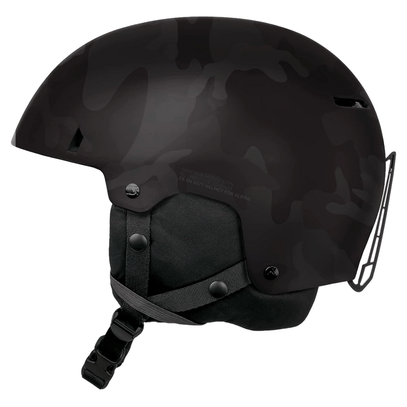 Side view of the Sanbox Icon Snow Mips Helmet in Black Camo colourway, unisex's model