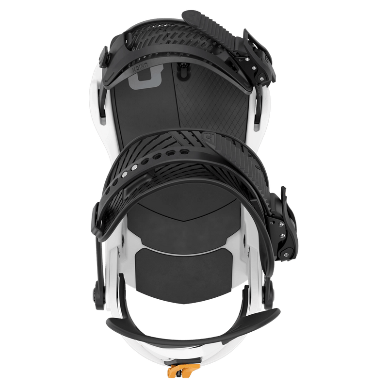 White Orange Union Atlas Snowboard Bindings birdseye view