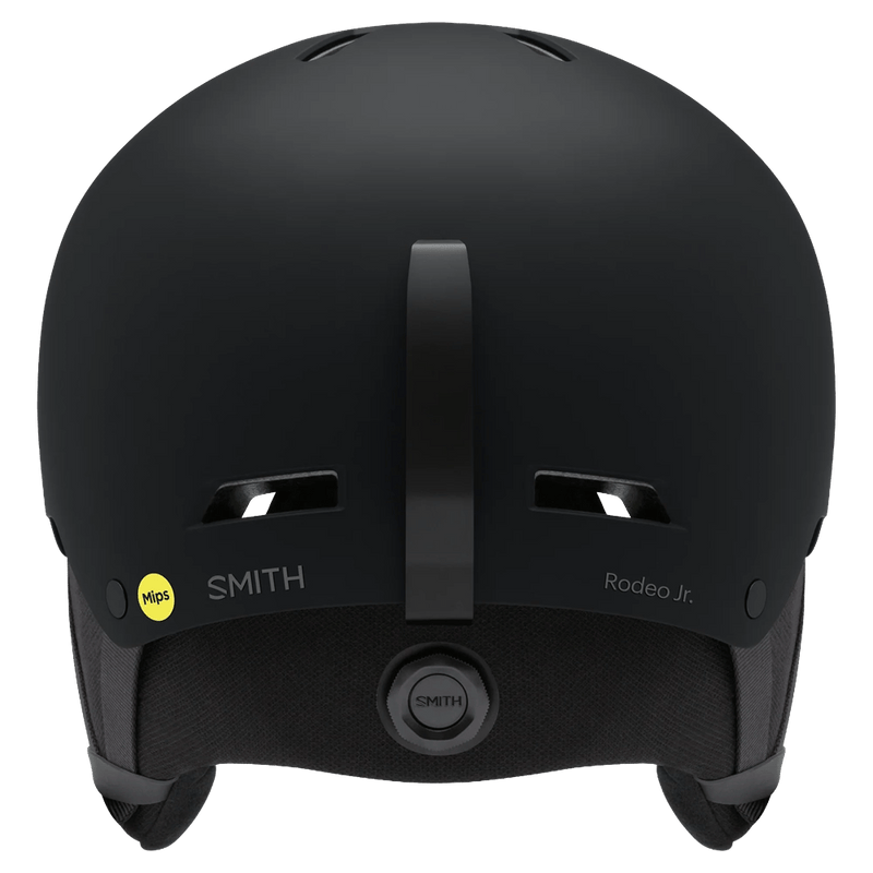 Back view of the Smith Rodeo Jr. MIPS Helmet in Matte Black colourway, kids's model