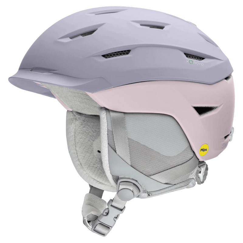 Main view of the Smith Liberty Mips Helmet in Matte Lunar Fog and Blush colourway, unisex's model