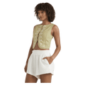 Side view of a woman wearing the Your Crush Shirt - Womens from Billabong in Light Olive