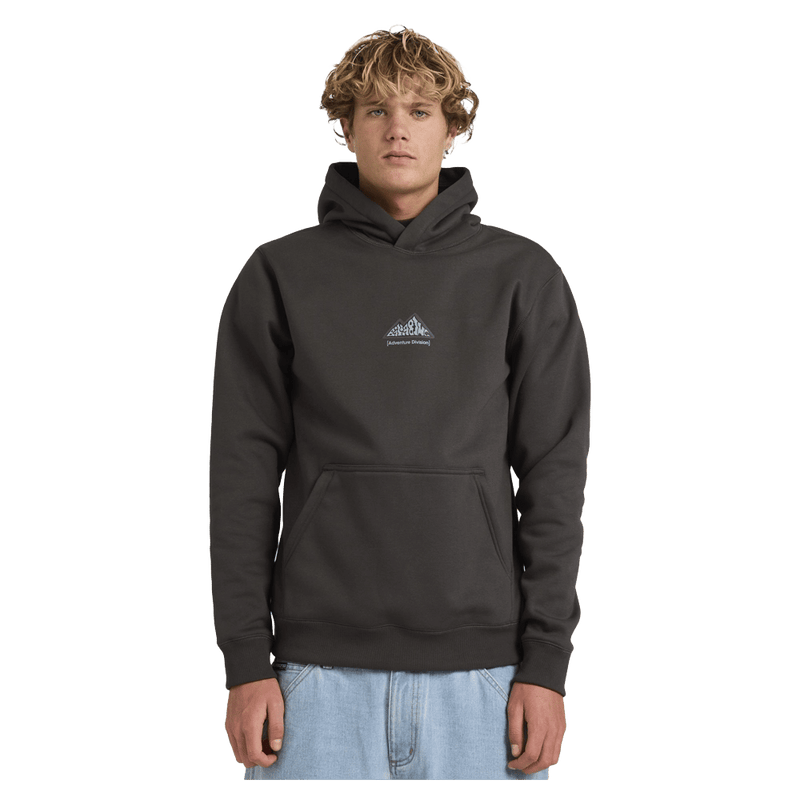 Front view of man wearing the Billabong Shoreline Pullover Jumper in Charcoal