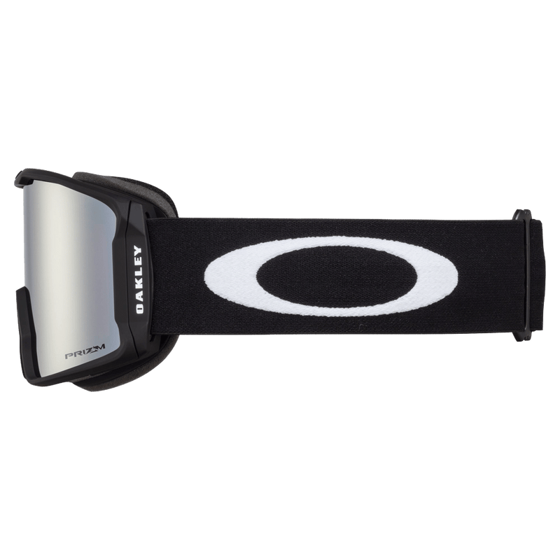 Side view of the Oakley Line Miner XL Goggles in Matte Black, Prizm Black lens, unisex model