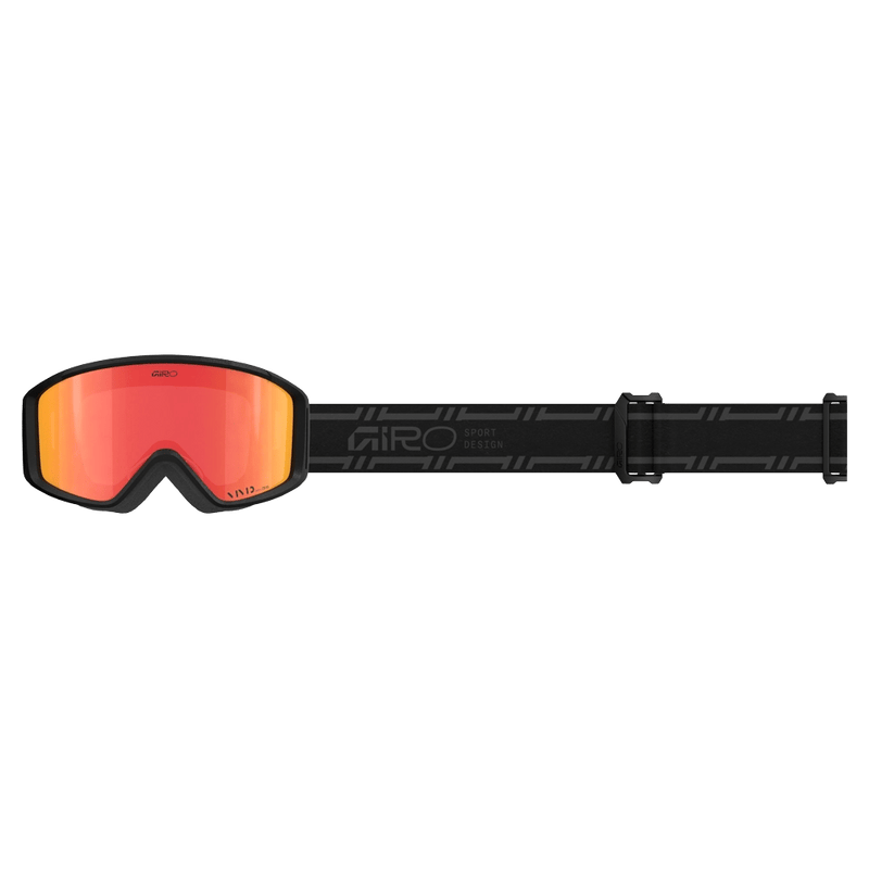 Strap view of the Giro Index 2.0 Goggles in Stacked Black, Ember lens, unisex model
