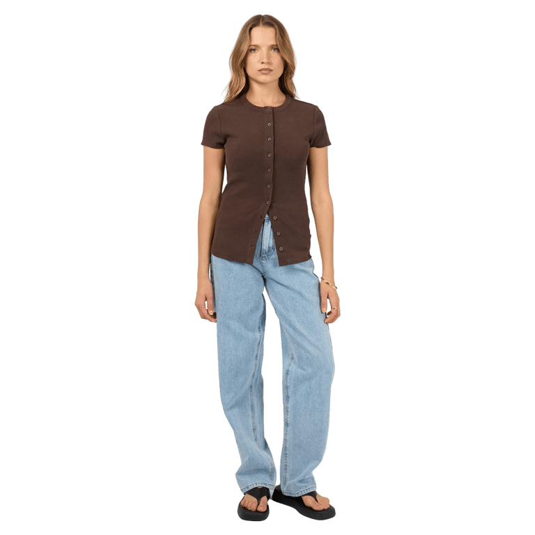 Button Up Short Sleeve Tee - Womens