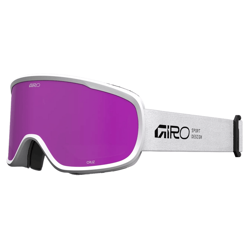 Main view of the Giro Cruz AF Goggles in Stacked White, Amber Pink lens, unisex model
