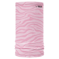 Pink zebra print Rojo Ultra Neck Tube for women, a cylindrical fabric neckwarmer with a top logo.