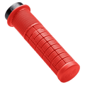 Main view of the One Up Thick Bike Grips in Red colourway, unisex model