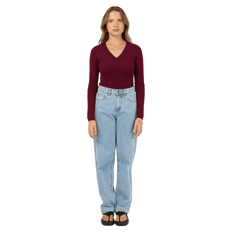 Ashton Knit Vee L/S Top - Womens