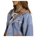 Side close view of women wearing the Billabong Set The Tone Jacket - Womens in Multi colour
