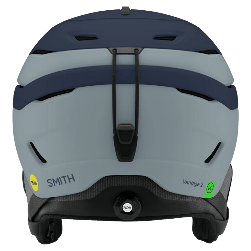 Back view of the Smith Vantage 2 MIPS Helmet in Matte Royal Navy / Wolf Gray colourway, unisex's model
