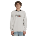 Front view of man wearing the Billabong Immortal Core Crew Jumper in Fog