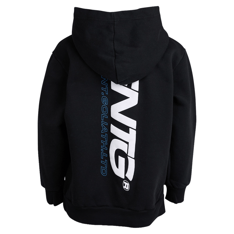 Back view of the St Goliath Challenger Hoodie in Washed Black colourway, kids's model
