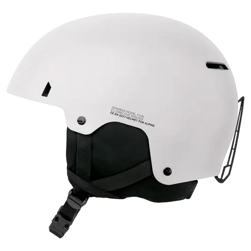 Side view of the Sanbox Icon Snow Mips Helmet in White colourway, unisex's model