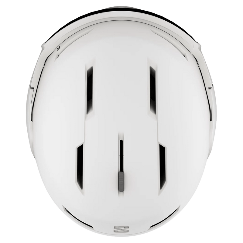 Top view of the Salomon Osmo Pro Sigma Photo Visor Helmet in White colourway, unisex's model