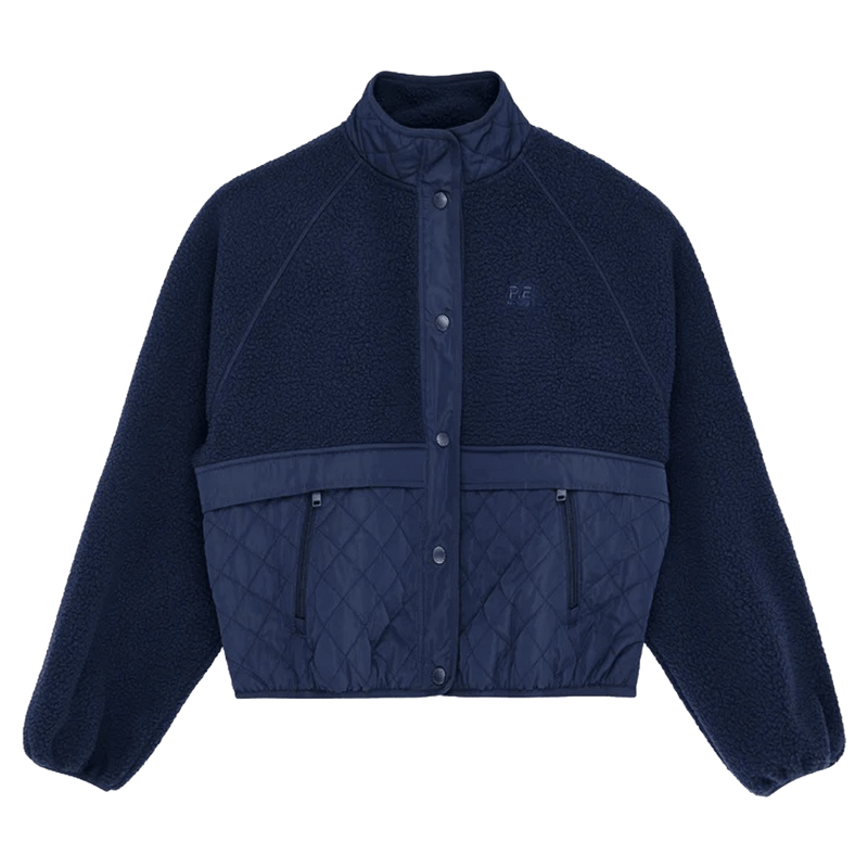 Solo view of the PE NATION Technique Quilt  Dark Navy Jacket,  26/27 Womens's model