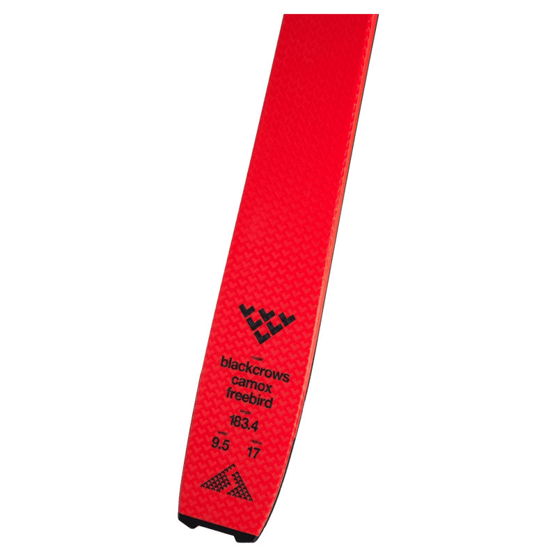 Tail view of the Black Crows CAMOX FREEBIRD Skis,  26/27 unisex's model