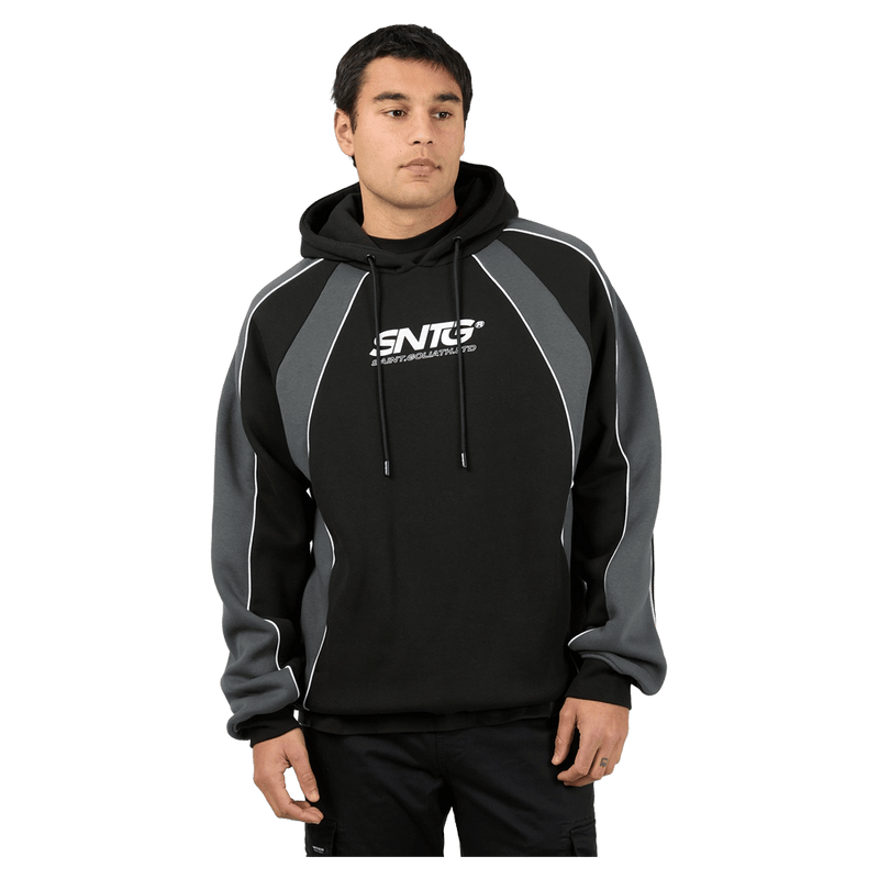 Main view of the St. Goliath Annex Hoodie in Black colourway, men's model