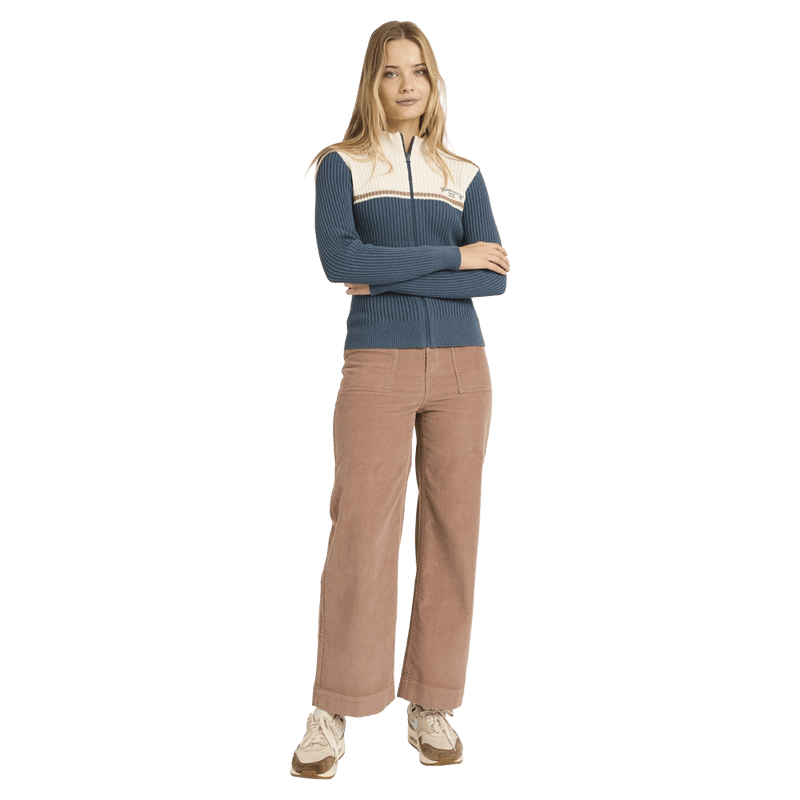 Front view of women wearing Billabong Real Since 73 Full Zip Jacket - Womens 
 in Stormy