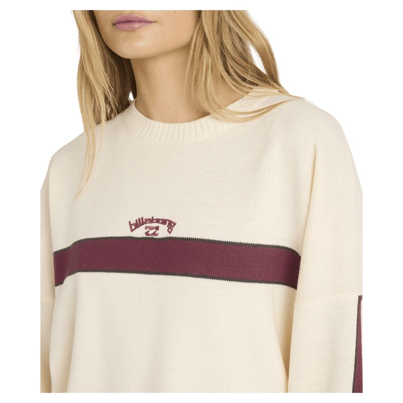 Front view of women wearing the Billabong Endless Ease Sweater in Salt Crystal