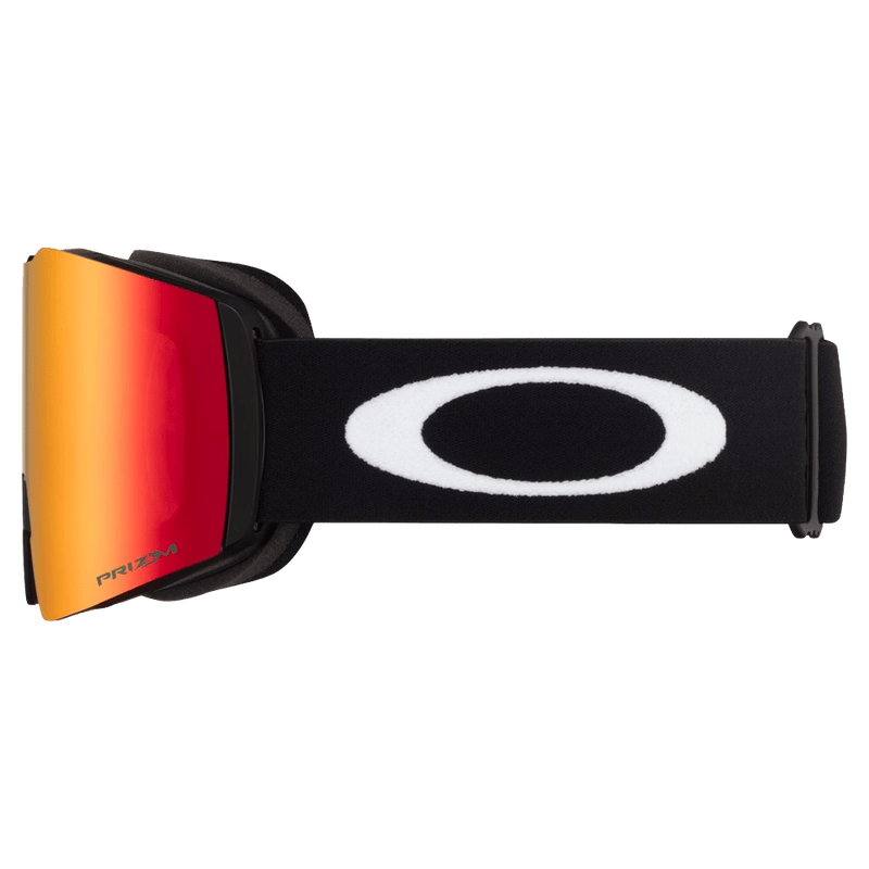Side view of the Oakley Fall Line XL Goggles in Matte Black, Prizm Torch lens, unisex model