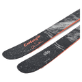 Top view of Blizzard Canvas 100 Ski 2027, black topsheet with sweeping white graphic and orange branding.