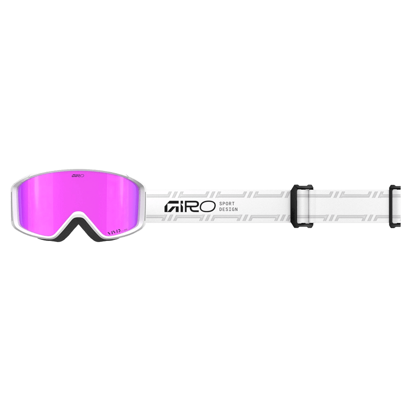 Strap view of the Giro Index 2.0 Goggles in Stacked White, Pink lens, unisex model