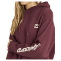 Side view of women wearing the Billabong Easy Waves Hoodie - Womens in Deep Red