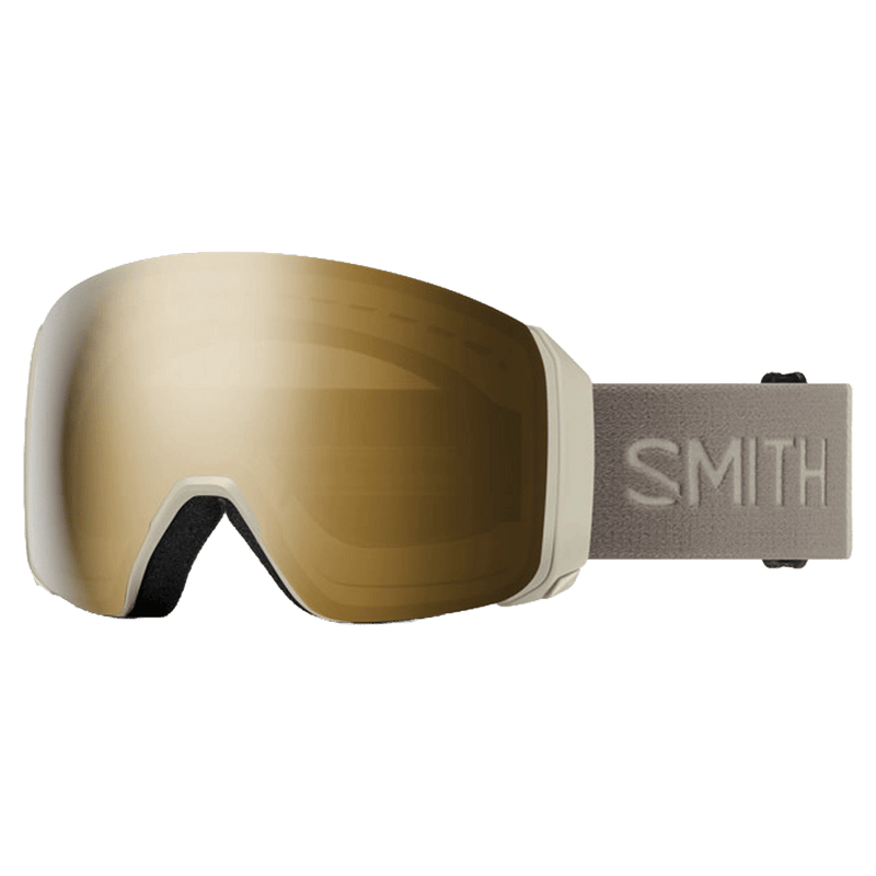 Main view of the Smith 4D MAG XL Goggles in Chalk, Sun Black Gold Mirror lens, unisex model