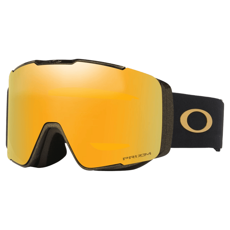 Main view of the Oakley Line Miner Pro XM Goggles in 50th, Prizm 24K and Iced lens, unisex model