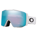 Main view of the Oakley Line Miner Pro XL Goggles in White, Prizm Sapphire and Iced lens, unisex model