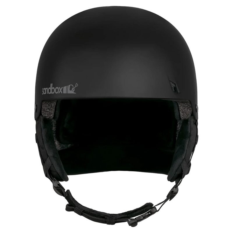 Front view of the Sanbox Icon Snow Mips Helmet in Black colourway, unisex's model