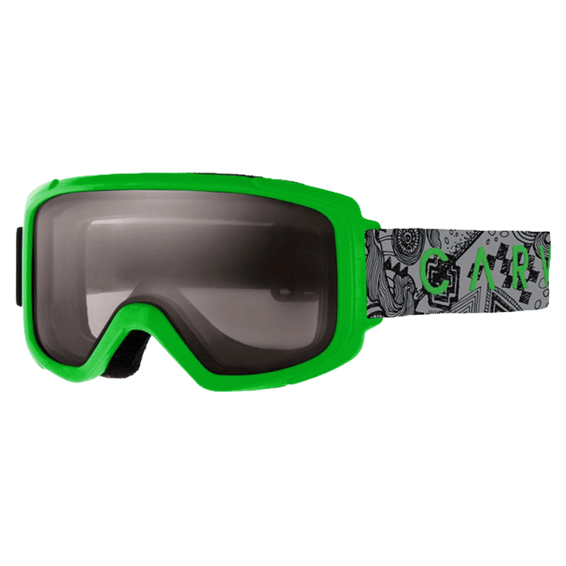 Main view of the Carve Glide Goggles in Matte Green, Grey lens, unisex model