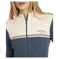 Detail view of women wearing Billabong Real Since 73 Full Zip Jacket - Womens 
 in Stormy
