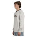 Side view of man wearing the Billabong Immortal Core Crew Jumper in Fog
