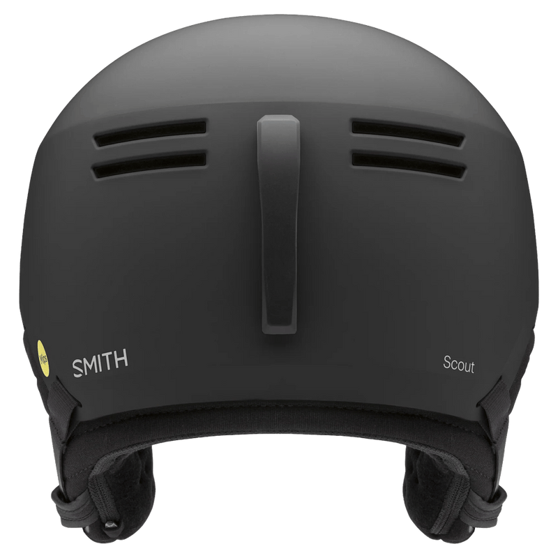 Back view of the Smith Scout Helmet in Matte Black colourway, unisex's model