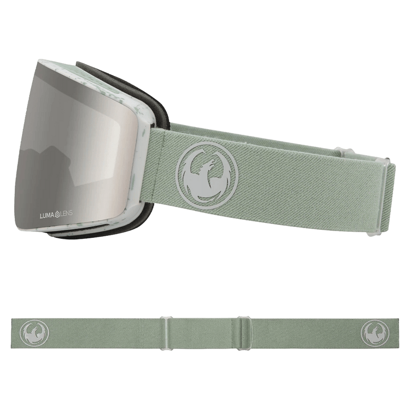 Side view of the Dragon PXV LB Goggle in Reused colourway, unisex's model