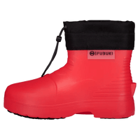 Side view of the Fubuki Niseko 3.0 Low in Red featuring a contrast black cuff with upper elastic toggle adjustment