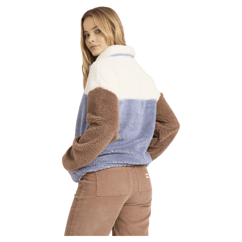 Back view of women wearing the Billabong Vibes Back Pullover - Womens  in Low Tide