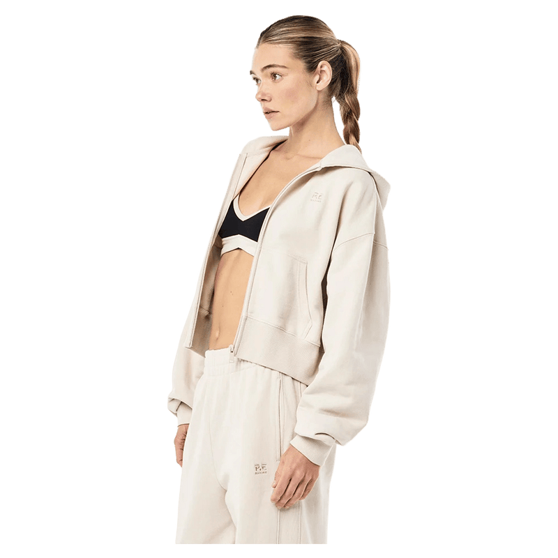 Side view of the PE NATION Adventure Zip Through Cloud Jumper,  26/27 Womens's model
