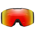 Front view of the Oakley Line Miner Pro XL Goggles in Black Reinforce, Prizm Torch and Iced lens, unisex model