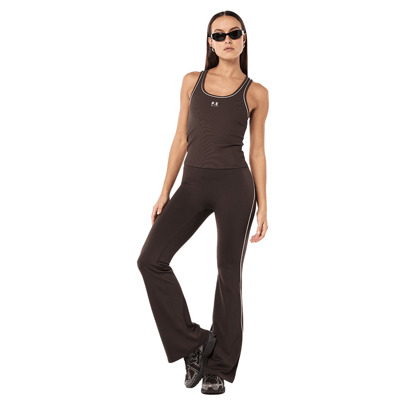 Main view of the PE NATION Preview Piping Leggings Coffee Pants,  26/27 Womens's model