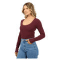 Washed Rib Scoop Neck L/S Tee - Womens