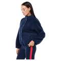 Side view of the PE NATION Technique Quilt  Dark Navy Jacket,  26/27 Womens's model