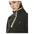 Close view of the PE NATION Verde Sherpa Quarter Zip Cavier/Washed Lime Jumper,  26/27 Womens's model