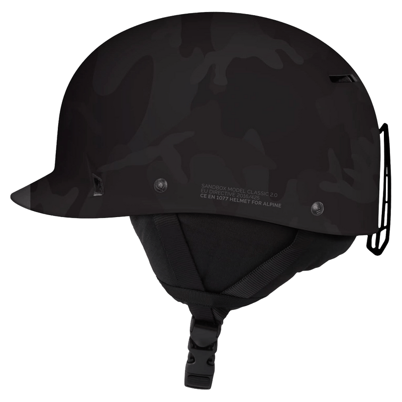 Side view of the Sanbox Classic 2.0 MIPS Helmet in Black Camo colourway, unisex's model