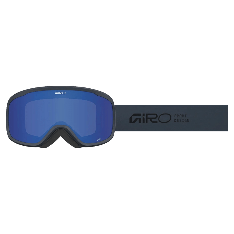 Strap view of the Giro Cruz AF Goggles in Stacked Indigo, Grey Cobalt lens, unisex model