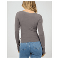 Washed Rib Scoop Neck L/S Tee - Womens