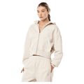 Side 2 view of the PE NATION Adventure Zip Through Cloud Jumper,  26/27 Womens's model