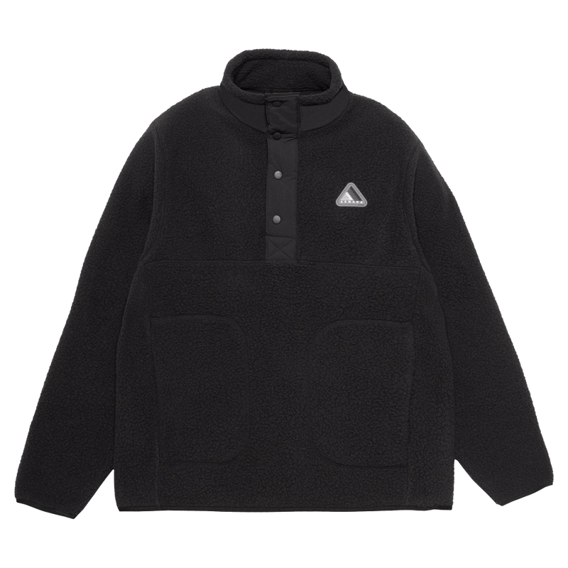 Main view of the Armada Kenlem Fleece Popover in Black colourway, unisex's model